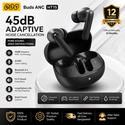 QCY Buds ANC HT15 Price in Bangladesh Original QCY Buds ANC HT15 QCY HT15 Wireless Earbuds QCY HT15 45dB ANC Earbuds Buy QCY Buds ANC HT15 Bangladesh Original QCY Bluetooth Earbuds QCY HT15 Original TWS MS Phone Lab QCY Buds ANC HT15
