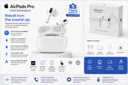 Apple AirPods Pro 2nd Generation Price in Bangladesh Original Apple AirPods Pro 2 Apple AirPods Pro ANC Apple AirPods Pro H2 Chip Buy Apple AirPods Pro Bangladesh Apple AirPods Pro MagSafe Charging Case Apple Premium Wireless Earbuds MS Phone Lab Apple AirPods Pro 2nd Generation