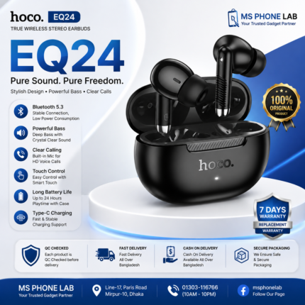 HOCO EQ24 Price in Bangladesh Original HOCO EQ24 True Wireless Earbuds HOCO EQ24 Bluetooth Earbuds HOCO EQ24 TWS Earbuds Buy HOCO EQ24 Bangladesh HOCO EQ24 Wireless Earphones HOCO EQ24 Original Earbuds MS Phone Lab HOCO EQ24