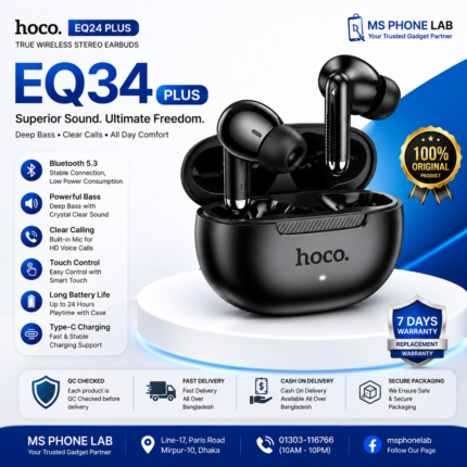 HOCO EQ34 Plus Price in Bangladesh Original HOCO EQ34 Plus True Wireless Earbuds HOCO EQ34 Plus ANC Earbuds HOCO EQ34 Plus Bluetooth 5.4 Buy HOCO EQ34 Plus Bangladesh HOCO EQ34 Plus Wireless Earbuds Original HOCO EQ34 Plus MS Phone Lab HOCO EQ34 Plus
