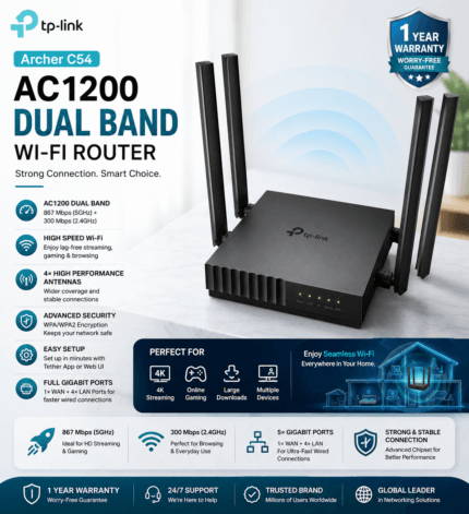 TP-Link Archer C54 AC1200 Router Price in Bangladesh Original TP-Link Archer C54 Router TP-Link Archer C54 Dual Band Wi-Fi Router TP-Link AC1200 Wireless Router Buy TP-Link Archer C54 Bangladesh TP-Link Archer C54 Wi-Fi Router Original TP-Link AC1200 Router MS Phone Lab TP-Link Archer C54 Router