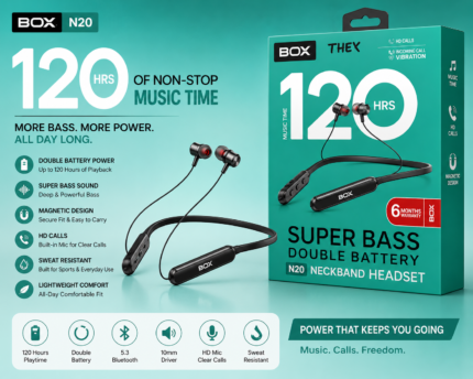 Box N20 Neckband Headset 120H Price in Bangladesh Box N20 120 Hours Wireless Neckband Box N20 Neckband Headset Bangladesh Box N20 Super Bass Neckband Box N20 Magnetic Earbuds Box N20 Vibration Call Alert Neckband Box N20 Wireless Neckband 120H Buy Box N20 Neckband Bangladesh MS Phone Lab Box N20 Neckband