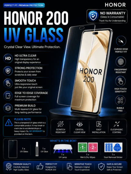 Original HONOR 200 UV Glass Price in Bangladesh HONOR 200 UV Tempered Glass HONOR 200 Screen Protector HONOR 200 Full Glue UV Glass Buy HONOR 200 UV Glass HONOR 200 Display Protection Premium UV Glass for HONOR 200 MS Phone Lab HONOR 200 UV Glass