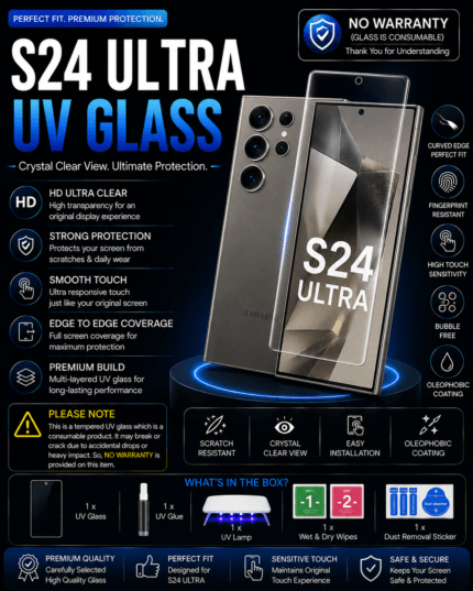 Original Samsung Galaxy S24 Ultra UV Glass Price in Bangladesh Samsung Galaxy S24 Ultra UV Tempered Glass Samsung Galaxy S24 Ultra Screen Protector Samsung Galaxy S24 Ultra Full Glue UV Glass Buy Samsung Galaxy S24 Ultra UV Glass Samsung Galaxy S24 Ultra Display Protection Premium UV Glass for Samsung Galaxy S24 Ultra MS Phone Lab Samsung Galaxy S24 Ultra UV Glass