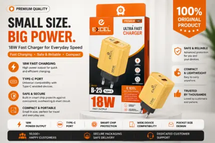 Excel B-25 18W Super Fast Charger Price in Bangladesh Excel B-25 Fast Charger Excel B-25 18W Charger Excel B-25 Super Fast Charger Excel 18W Fast Charging Adapter Buy Excel B-25 Charger Bangladesh Excel B-25 Smartphone Charger MS Phone Lab Excel B-25 Charger